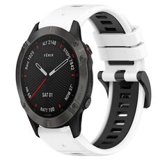 Per Garmin Fenix 6 Sapphire GPS 22mm Cinturino sportivo in silicone bicolore (bianco + nero)