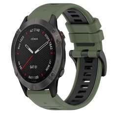 Per Garmin Fenix 6 Sapphire GPS 22mm Cinturino sportivo in silicone bicolore (verde oliva + nero)