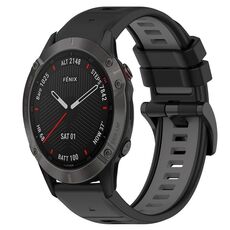 Per Garmin Fenix 6 Sapphire GPS 22mm Cinturino sportivo in silicone bicolore (nero + grigio)