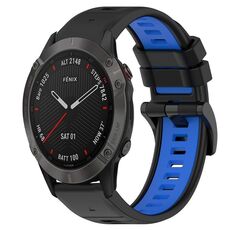 Per Garmin Fenix 6 Sapphire GPS 22mm Cinturino sportivo in silicone bicolore (nero + blu)
