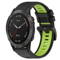 Per Garmin Fenix 6 Sapphire GPS 22mm Cinturino sportivo in silicone bicolore (nero + verde lime)