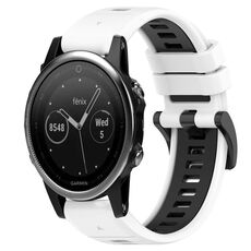 Per Garmin Fenix 5 22mm Cinturino sportivo in silicone bicolore (bianco + nero)