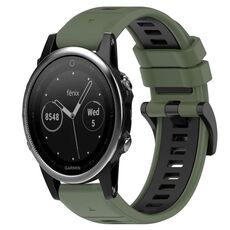 Per Garmin Fenix 5 22mm Cinturino sportivo in silicone bicolore (verde oliva + nero)