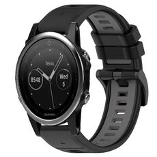 Per Garmin Fenix 5 22mm Cinturino sportivo in silicone bicolore (nero + grigio)