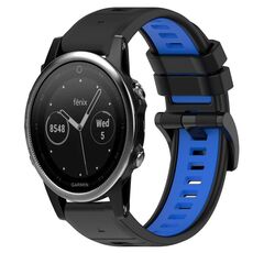 Per Garmin Fenix 5 22mm Cinturino sportivo in silicone bicolore (nero + blu)