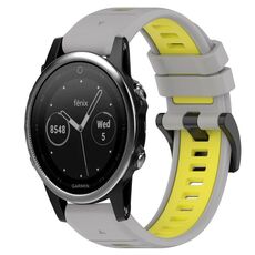 Per Garmin Fenix 5 22mm Cinturino sportivo in silicone bicolore (grigio + giallo)