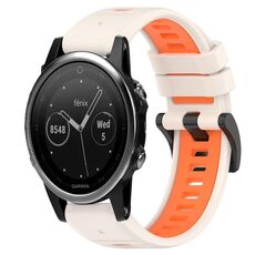 Per Garmin Fenix 5 22mm Cinturino sportivo in silicone bicolore (Starlight + Orange)