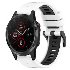 Per Garmin Fenix 5 Plus 22mm Cinturino sportivo in silicone bicolore (bianco + nero)