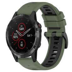 Per Garmin Fenix 5 Plus 22mm Cinturino sportivo in silicone bicolore (verde oliva + nero)