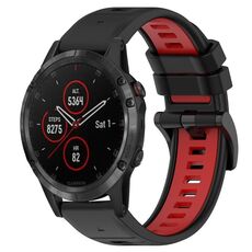 Per Garmin Fenix 5 Plus 22mm Cinturino sportivo in silicone bicolore (nero + rosso)