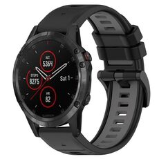 Per Garmin Fenix 5 Plus 22mm Cinturino sportivo in silicone bicolore (nero + grigio)