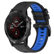 Per Garmin Fenix 5 Plus 22mm Cinturino sportivo in silicone bicolore (nero + blu)