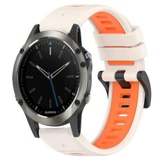Per Garmin Quatix 5 22mm Cinturino sportivo in silicone bicolore (Starlight + Orange)