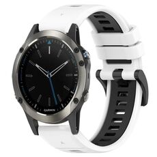 Per Garmin Quatix 5 Sapphire 22mm Cinturino sportivo in silicone bicolore (bianco + nero)