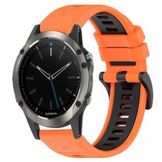 Per Garmin Quatix 5 Sapphire 22mm Cinturino sportivo in silicone bicolore (arancione + nero)