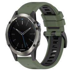 Per Garmin Quatix 5 Sapphire 22mm Cinturino sportivo in silicone bicolore (verde oliva + nero)