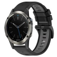 Per Garmin Quatix 5 Sapphire 22mm Cinturino sportivo in silicone bicolore (nero + grigio)