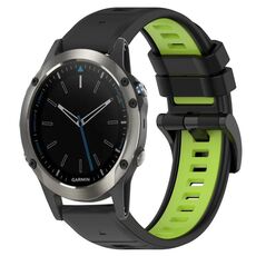 Per Garmin Quatix 5 Sapphire 22mm Cinturino sportivo in silicone bicolore (nero + verde lime)