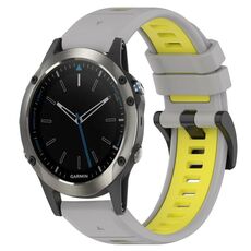 Per Garmin Quatix 5 Sapphire 22mm Cinturino sportivo in silicone bicolore (grigio + giallo)