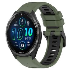 Per Garmin Forerunner 965 22mm Cinturino sportivo in silicone bicolore (verde oliva + nero)