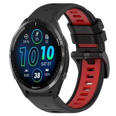 Per Garmin Forerunner 965 22mm Cinturino sportivo in silicone bicolore (nero + rosso)