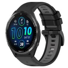 Per Garmin Forerunner 965 22mm Cinturino sportivo in silicone bicolore (nero + grigio)