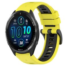 Per Garmin Forerunner 965 22mm Cinturino sportivo in silicone bicolore (giallo + nero)