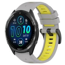 Per Garmin Forerunner 965 22mm Cinturino sportivo in silicone bicolore (grigio + giallo)