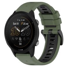 Per Garmin Forerunner 955 22mm Cinturino sportivo in silicone bicolore (verde oliva + nero)