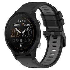 Per Garmin Forerunner 955 22mm Cinturino sportivo in silicone bicolore (nero + grigio)