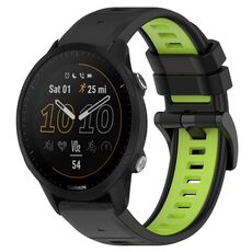 Per Garmin Forerunner 955 22mm Cinturino sportivo in silicone bicolore (nero + verde lime)