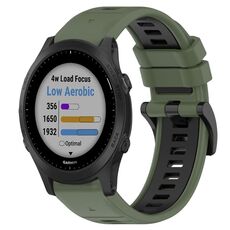 Per Garmin Forerunner 945 22mm Cinturino sportivo in silicone bicolore (verde oliva + nero)