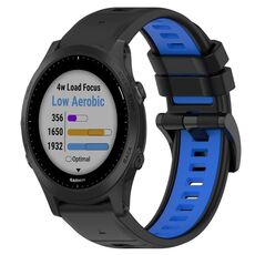 Per Garmin Forerunner 945 22mm Cinturino sportivo in silicone bicolore (nero + blu)