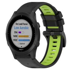 Per Garmin Forerunner 945 22mm Cinturino sportivo in silicone bicolore (nero + verde lime)