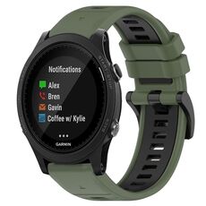 Per Garmin Forerunner 935 22mm Cinturino sportivo in silicone bicolore (verde oliva + nero)