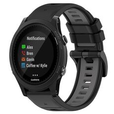 Per Garmin Forerunner 935 22mm Cinturino sportivo in silicone bicolore (nero + grigio)