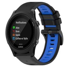 Per Garmin Forerunner 935 22mm Cinturino sportivo in silicone bicolore (nero + blu)