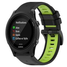 Per Garmin Forerunner 935 22mm Cinturino sportivo in silicone bicolore (nero + verde lime)