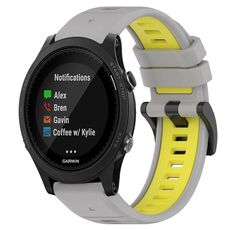 Per Garmin Forerunner 935 22mm Cinturino sportivo in silicone bicolore (grigio + giallo)