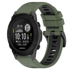 Per Garmin Descent G1 22mm Cinturino sportivo in silicone bicolore (verde oliva + nero)
