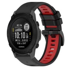 Per Garmin Descent G1 22mm Cinturino sportivo in silicone bicolore (nero + rosso)