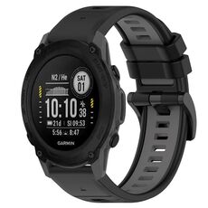 Per Garmin Descent G1 22mm Cinturino sportivo in silicone bicolore (nero + grigio)