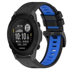 Per Garmin Descent G1 22mm Cinturino sportivo in silicone bicolore (nero + blu)