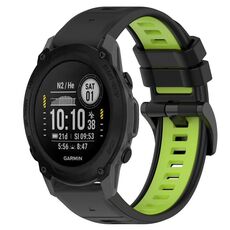Per Garmin Descent G1 22mm Cinturino sportivo in silicone bicolore (nero + verde lime)