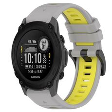 Per Garmin Descent G1 22mm Cinturino sportivo in silicone bicolore (grigio + giallo)
