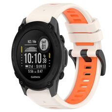 Per Garmin Descent G1 22mm Cinturino sportivo in silicone bicolore (Starlight + Orange)