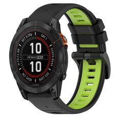 Per Garmin Fenix 7S Pro 42mm 20mm Cinturino sportivo in silicone bicolore (nero + verde lime)