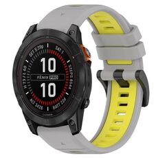 Per Garmin Fenix 7S Pro 42mm 20mm Cinturino sportivo in silicone bicolore (grigio + giallo)