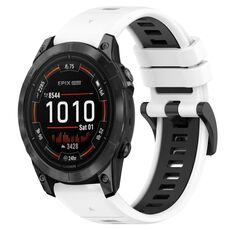 Per Garmin Epix Pro 42mm 20mm Cinturino sportivo in silicone bicolore (bianco + nero)