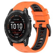Per Garmin Epix Pro 42mm 20mm Cinturino sportivo in silicone bicolore (arancione + nero)